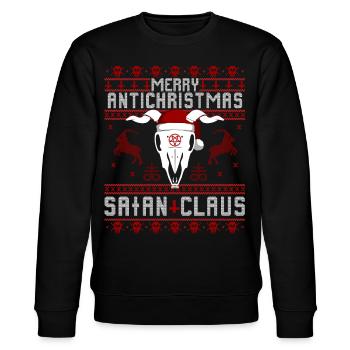 Merry Antichristmas - Satan Claus Ugly Sweater - Stanley/Stella Unisex Bio-Sweatshirt CHANGER  - Schwarz - Vorne - Nik (191cm) & Marisol (170cm)
