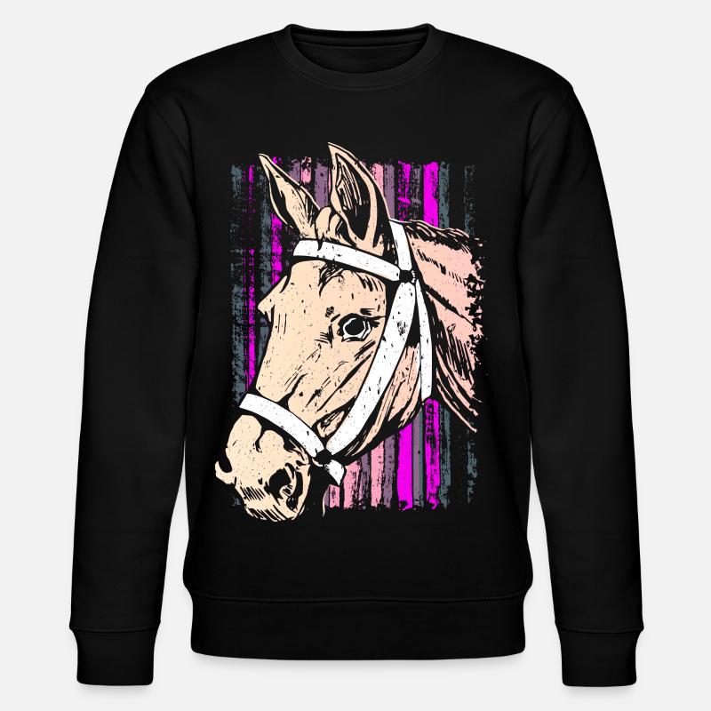 Reiten - Reiter - Reitschule - Pferdekopf Pink - Stanley/Stella Unisex Bio-Sweatshirt CHANGER  - Schwarz