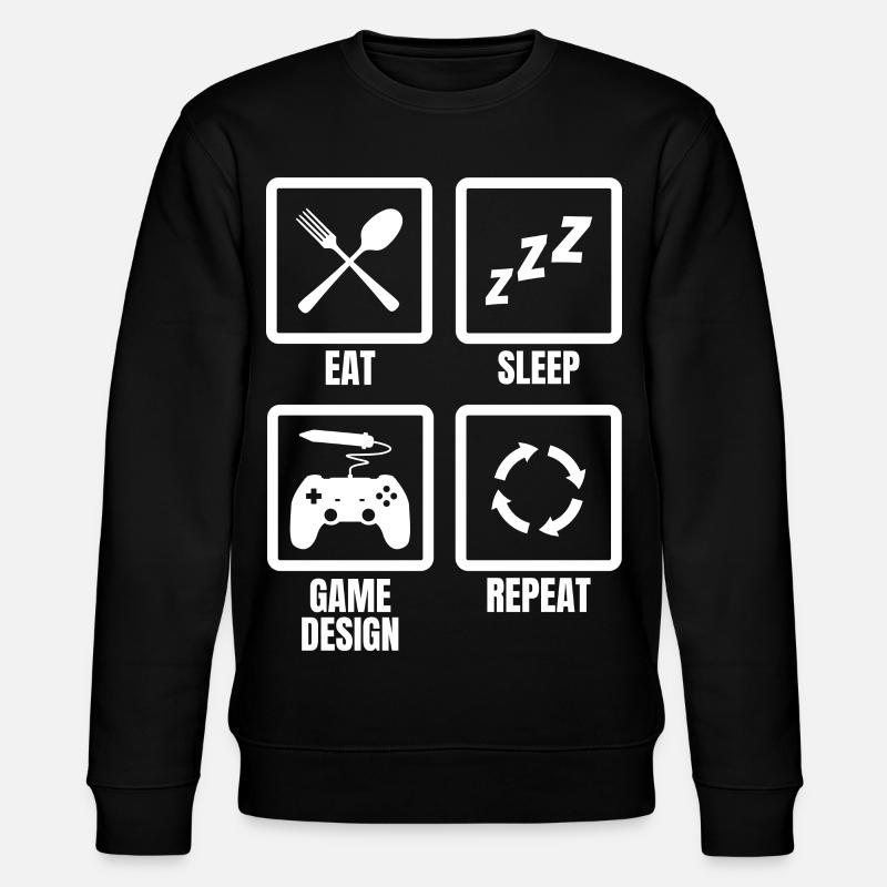Eat Sleep Game Design Repeat - Stanley/Stella CHANGER Unisex Organic Sweatshirt - black