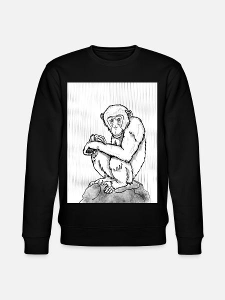 Nachdenklicher Schimpanse - Stanley/Stella Unisex Bio-Sweatshirt CHANGER - Schwarz