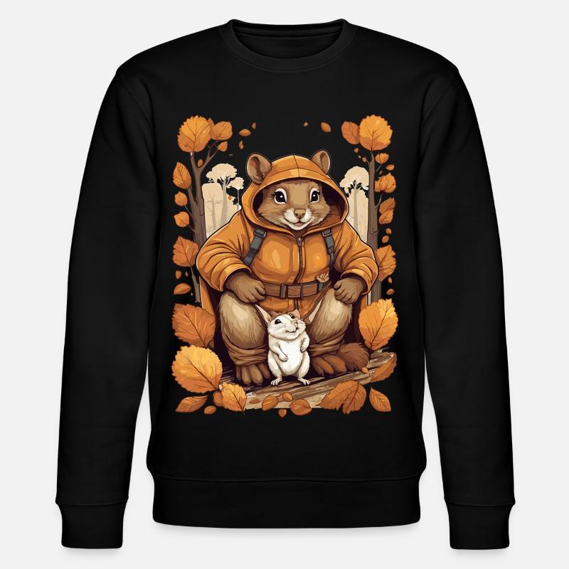 Cute squirrel with mouse - Stanley/Stella CHANGER Unisex Organic Sweatshirt - black