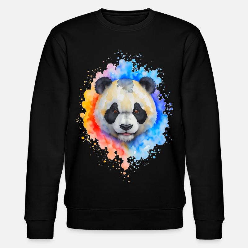 Wasserfarben Panda Splash - Stanley/Stella Unisex Bio-Sweatshirt CHANGER  - Schwarz