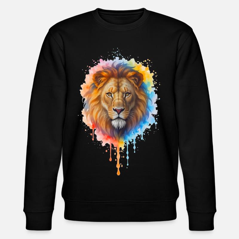 Lion à l’aquarelle - Sweat bio CHANGER Stanley/Stella Unisexe - noir