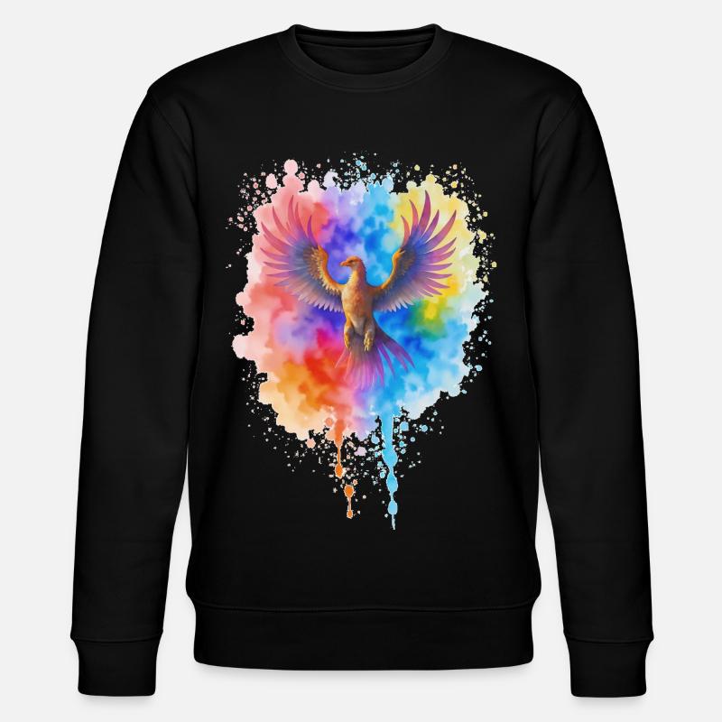Rauschender Aquarell Phoenix - Stanley/Stella Unisex Bio-Sweatshirt CHANGER  - Schwarz