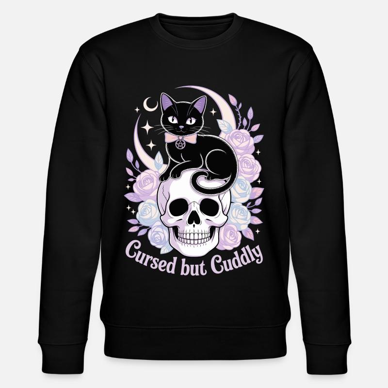 Mystical Cats and Bones Design - Stanley/Stella CHANGER Unisex Organic Sweatshirt - black