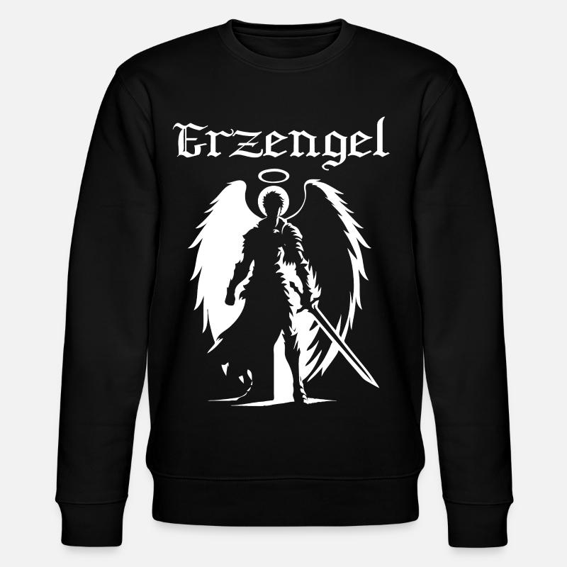 Erzengel Silhouette Design – Himmlische Kraft - Stanley/Stella Unisex Bio-Sweatshirt CHANGER - Schwarz