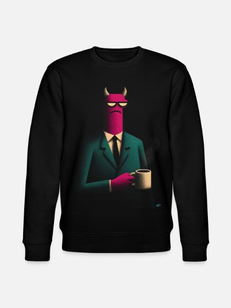 Demon in suit with coffee - Stanley/Stella CHANGER Unisex Organic Sweatshirt - black