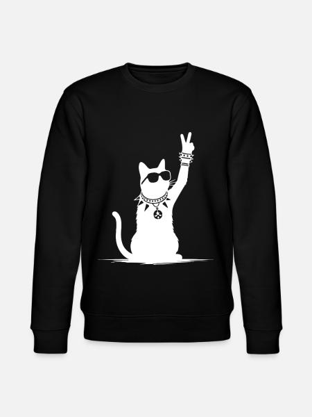 Rocker Cat Design – Cool & Loud - Stanley/Stella CHANGER Unisex Organic Sweatshirt - black