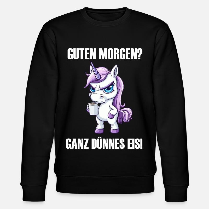 Einhorn Kaffee Morgenmuffel Design - Stanley/Stella Unisex Bio-Sweatshirt CHANGER  - Schwarz