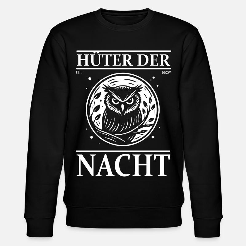 Eulen Design – Hüter der Nacht - Stanley/Stella Unisex Bio-Sweatshirt CHANGER - Schwarz