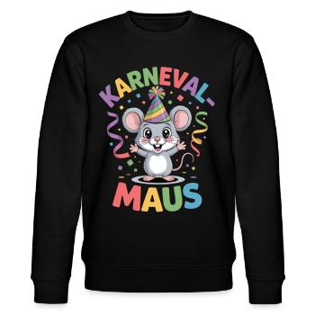 Karnevals Maus Fasching Kostüm - Stanley/Stella Unisex Bio-Sweatshirt CHANGER  - Schwarz - Vorne - Nik (191cm) & Marisol (170cm)