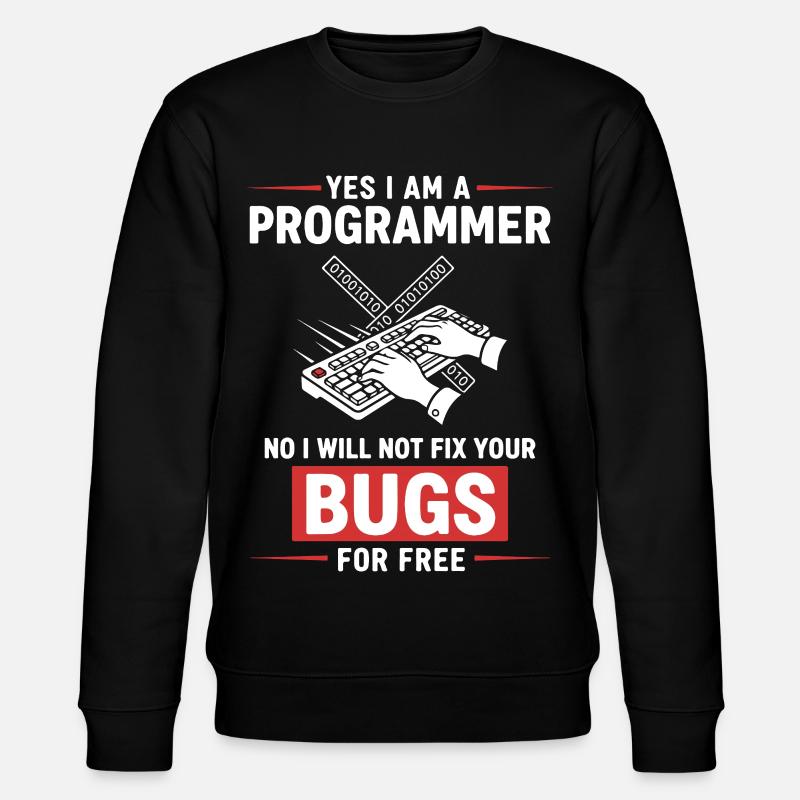Humor Fixed Programmer No Bugs - Stanley/Stella CHANGER Unisex Organic Sweatshirt - black