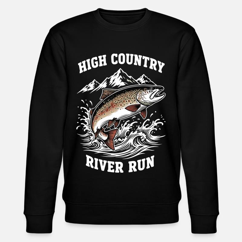 Fishing High Mountain River Trout - Stanley/Stella CHANGER Unisex Organic Sweatshirt - black