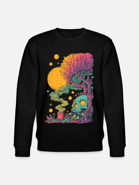 Psychedelischer Baumskull im Kosmos - Stanley/Stella Unisex Bio-Sweatshirt CHANGER - Schwarz