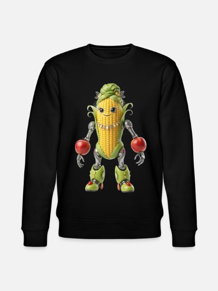 Grain robot with apples - Stanley/Stella CHANGER Unisex Organic Sweatshirt - black