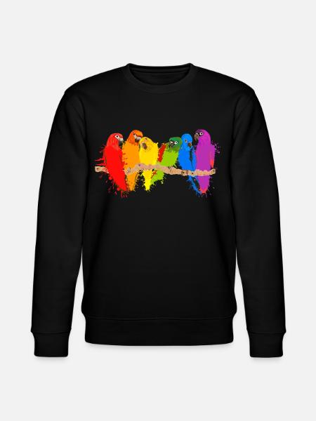 Bunte Papageien-Schar - Stanley/Stella Unisex Bio-Sweatshirt CHANGER - Schwarz