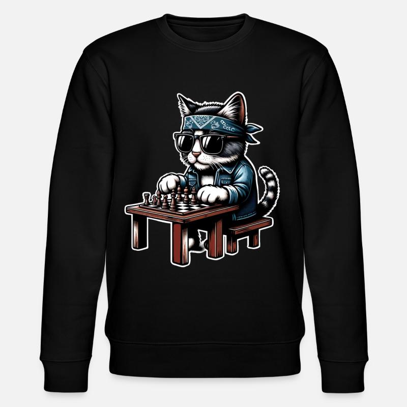 Schach Katze - Stanley/Stella Unisex Bio-Sweatshirt CHANGER  - Schwarz