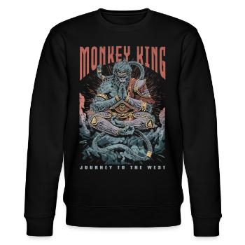 Monkey King - Stanley/Stella CHANGER Unisex Organic Sweatshirt - black - Front - Nik (191cm) & Marisol (170cm)
