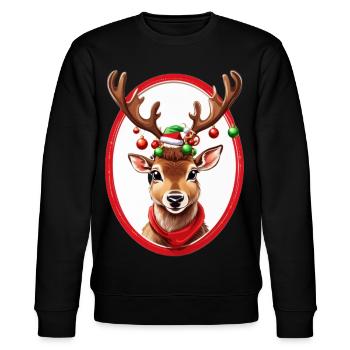 Rentier mit Weihnachtskugeln - Stanley/Stella Unisex Bio-Sweatshirt CHANGER  - Schwarz - Vorne - Nik (191cm) & Marisol (170cm)