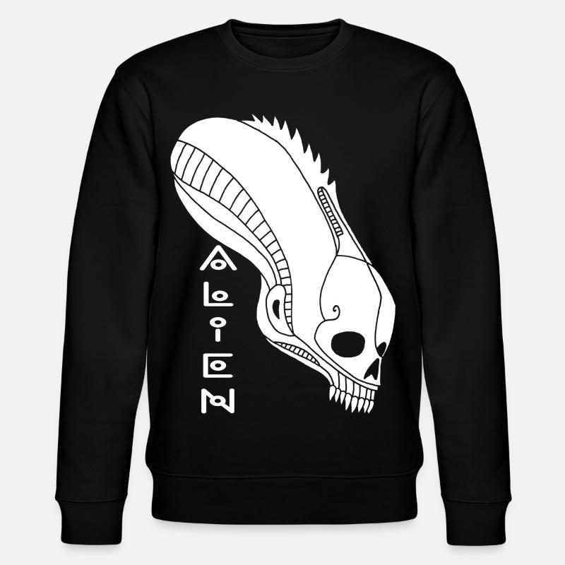 White Alien Skull - Stanley/Stella CHANGER Unisex Organic Sweatshirt - black