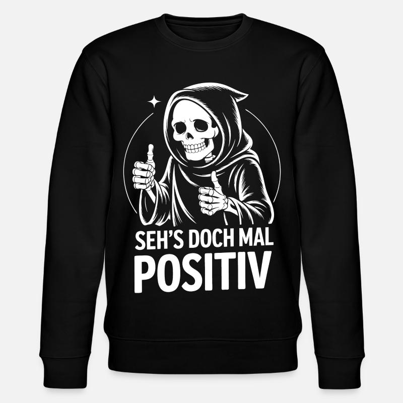 Seh's Doch Mal Positiv Grim Reaper - Stanley/Stella Unisex Bio-Sweatshirt CHANGER  - Schwarz