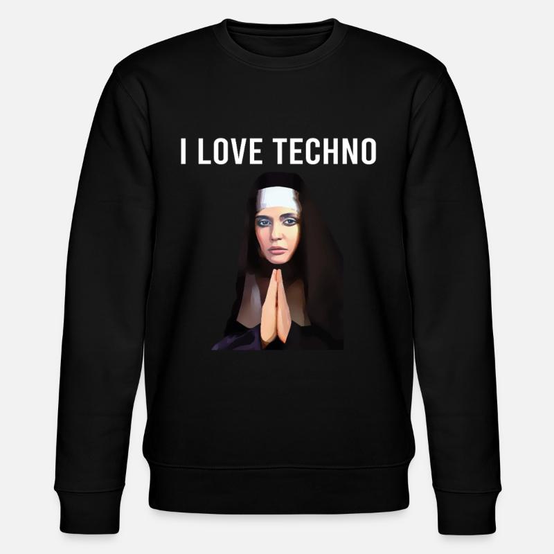 I Love Techno Nonne - Stanley/Stella Unisex Bio-Sweatshirt CHANGER  - Schwarz