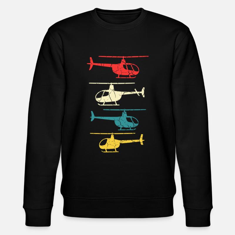 Retro Helikopter - Stanley/Stella Unisex Bio-Sweatshirt CHANGER  - Schwarz