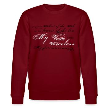 4782282 15646940 voix des sans voix orig - Sweat bio CHANGER Stanley/Stella Unisexe - bordeaux - Devant - Nik (191cm) & Marisol (170cm)