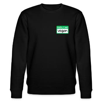 Hello I am vegan - green - Stanley/Stella CHANGER Unisex Organic Sweatshirt - black - Front - Nik (191cm) & Marisol (170cm)