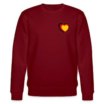 3D-Herz in Schwarz-Rot-Gold - Stanley/Stella Unisex Bio-Sweatshirt CHANGER  - Burgunderrot - Vorne - Nik (191cm) & Marisol (170cm)