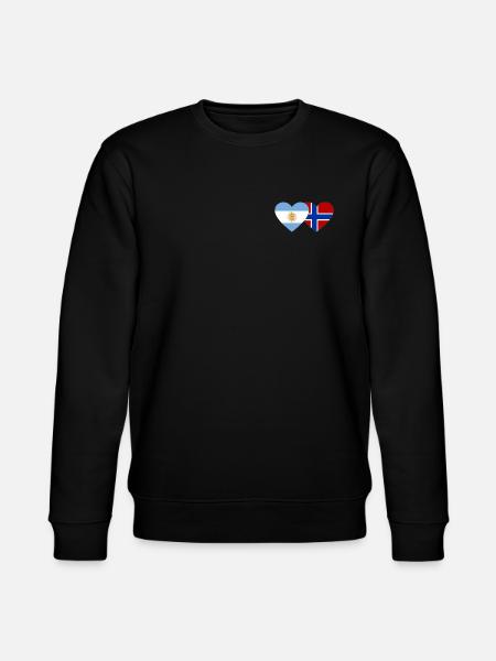 Argentina Norway Flag Heart - Stanley/Stella CHANGER Unisex Organic Sweatshirt - black