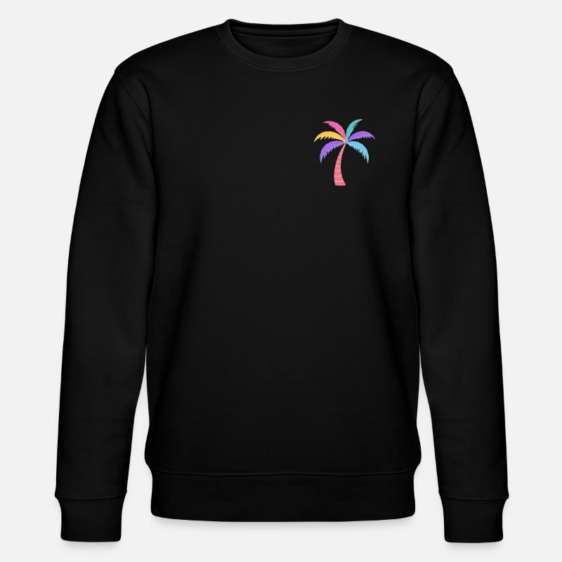 Bunte Palme Regenbogenfarben - Stanley/Stella Unisex Bio-Sweatshirt CHANGER - Schwarz