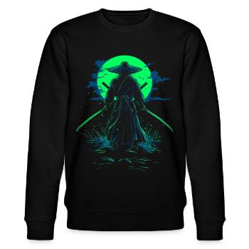 Samurai Schwertkämpfer Ronin Krieger Katana - Stanley/Stella Unisex Bio-Sweatshirt CHANGER  - Schwarz - Vorne - Nik (191cm) & Marisol (170cm)