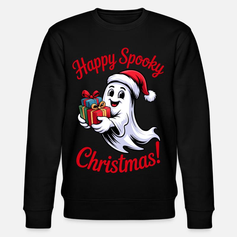 Fröhlicher Spukgeist mit Geschenken - Stanley/Stella Unisex Bio-Sweatshirt CHANGER  - Schwarz