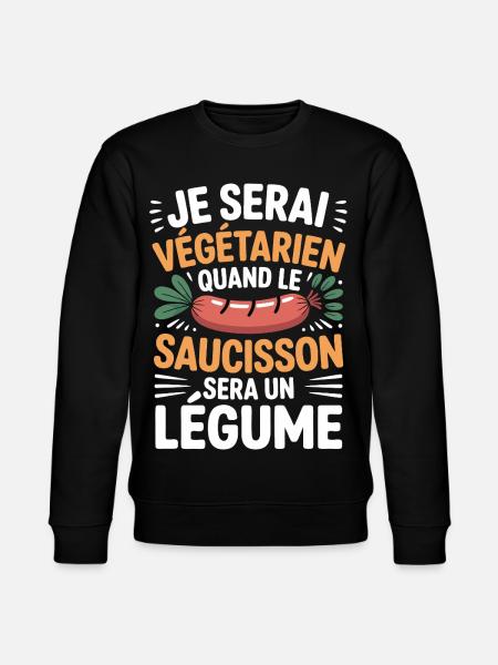 Humour Sausage – Never Vegetarian - Stanley/Stella CHANGER Unisex Organic Sweatshirt - black