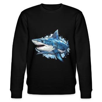 requin blanc poisson mer - Sweat bio CHANGER Stanley/Stella Unisexe - noir - Devant - Nik (191cm) & Marisol (170cm)