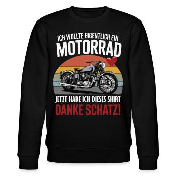 Motorrad Geschenk Shirt – Lustiger Spruch Biker - Stanley/Stella Unisex Bio-Sweatshirt CHANGER  - Schwarz - Vorne - Nik (191cm) & Marisol (170cm)
