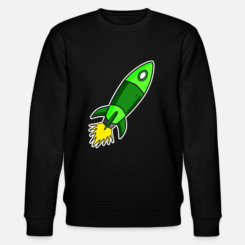 Rocket Motif - Green Rocket - Stanley/Stella CHANGER Unisex Organic Sweatshirt - black