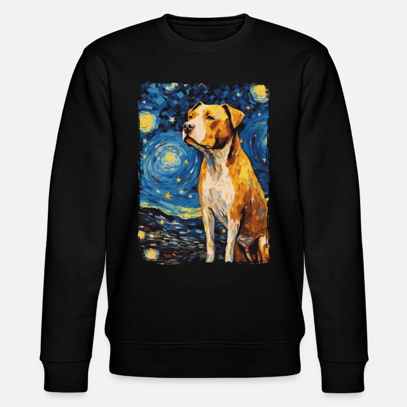 Pitbull Dog Starry Night - Stanley/Stella CHANGER Unisex Organic Sweatshirt - black
