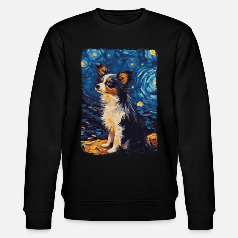 Papillon Hund Starry Night - Stanley/Stella Unisex Bio-Sweatshirt CHANGER  - Schwarz
