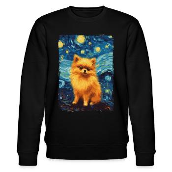Pomeranian Starry Night - Stanley/Stella CHANGER Unisex Organic Sweatshirt - black - Front - Nik (191cm) & Marisol (170cm)