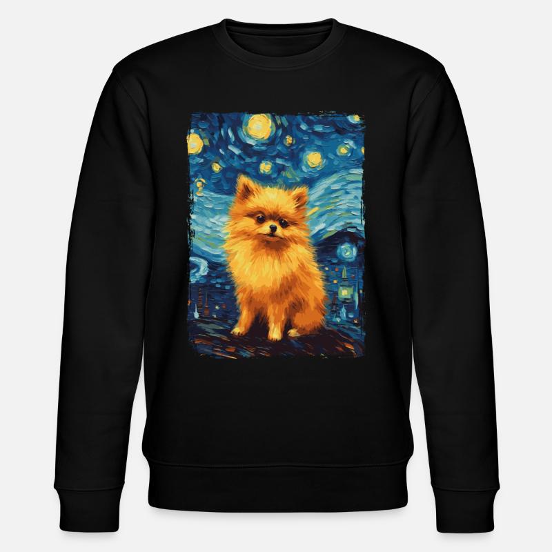 Pomeranian Starry Night - Stanley/Stella CHANGER Unisex Organic Sweatshirt - black