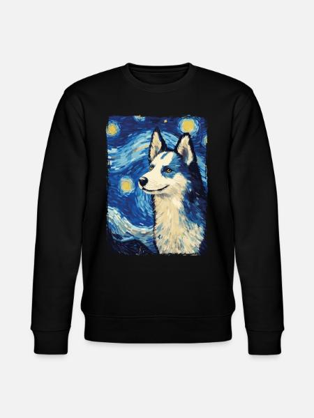 Husky Starry Night - Stanley/Stella CHANGER Unisex Organic Sweatshirt - black