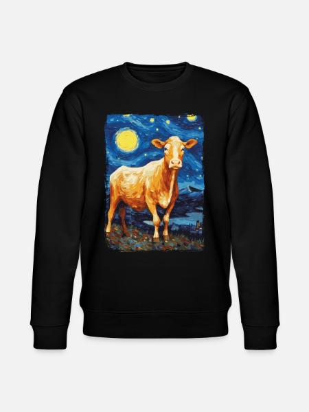 Cow Starry Night - Stanley/Stella CHANGER Unisex Organic Sweatshirt - black
