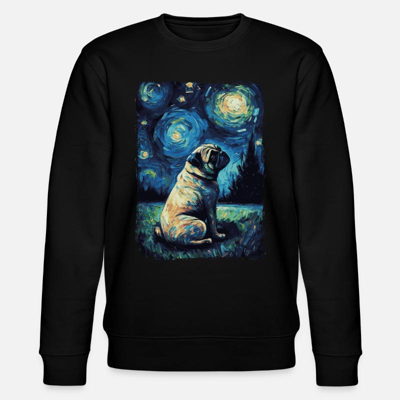 Mops Starry Night - Stanley/Stella Unisex Bio-Sweatshirt CHANGER  - Schwarz
