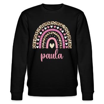 Paula Regenbogen Name Geburtstag Paula - Stanley/Stella Unisex Bio-Sweatshirt CHANGER  - Schwarz - Vorne - Nik (191cm) & Marisol (170cm)