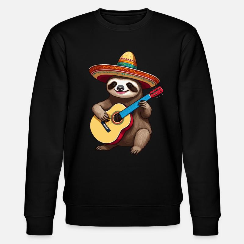 Sloth Mexican Mariachi Guitar Magic - Stanley/Stella CHANGER Unisex Organic Sweatshirt - black