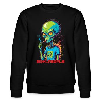 Lustiger Außerirdischer Spruch sigh...People - Stanley/Stella Unisex Bio-Sweatshirt CHANGER  - Schwarz - Vorne - Nik (191cm) & Marisol (170cm)