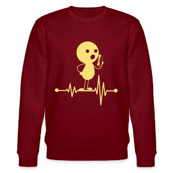Harmonica Music Player Harmonica Heartbeat Mouth O - Stanley/Stella Unisex Bio-Sweatshirt CHANGER  - Burgunderrot - Vorne - Nik (191cm) & Marisol (170cm)