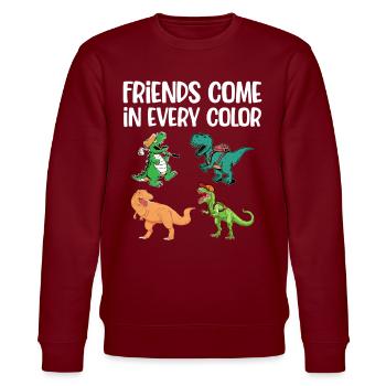 Dinosaur Dino Prehistoric Future - Stanley/Stella CHANGER Unisex Organic Sweatshirt - burgundy - Front - Nik (191cm) & Marisol (170cm)